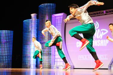 Zero of Japan competes in the Varsity Division of the 2012 World Hip Hop Dance Championships Sunday, August 5, 2012, at the Orleans Arena in Las Vegas.